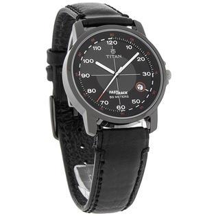 Titan Titan Fast Track Mens Gray Dial Black Leather Strap Quartz Watch 655NL07